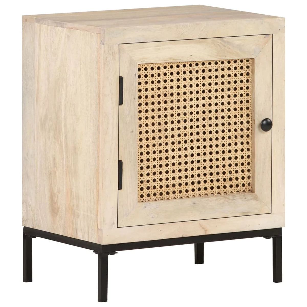 Solid Mango Wood and Natural Cane Bedside Cabinet L2989