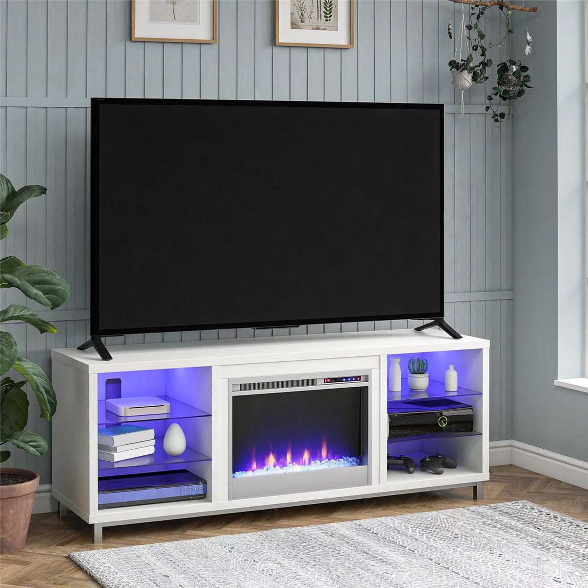 White Fireplace TV Stand G536