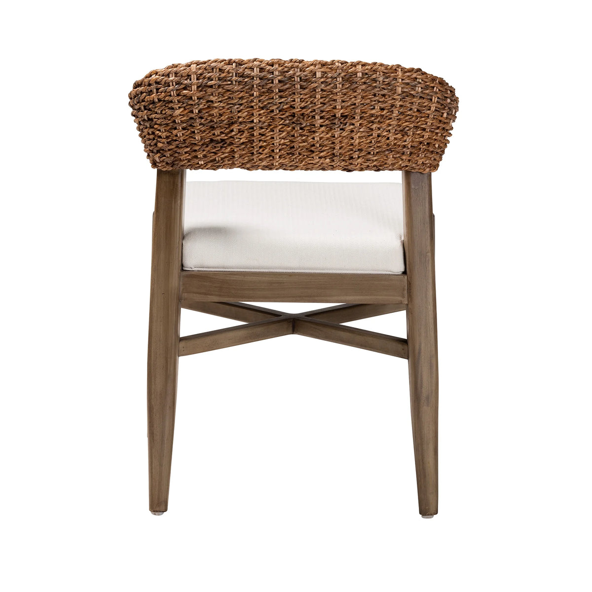 Walnut Brown Mahogany Wood and Rattan Dining Chair U76838