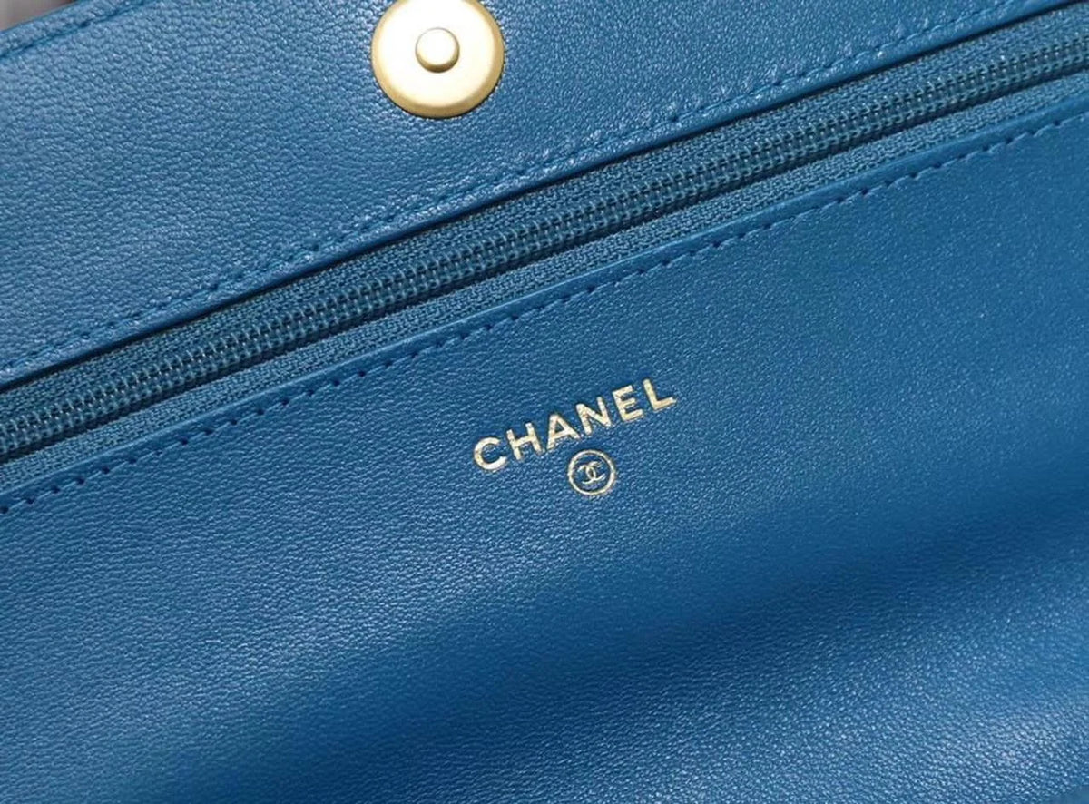 Blue Goatskin Leather Flap Bag J6970