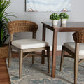 Walnut Brown Mahogany Wood and Rattan Dining Chair U76838