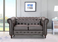 Brown Faux Leather Loveseat K913