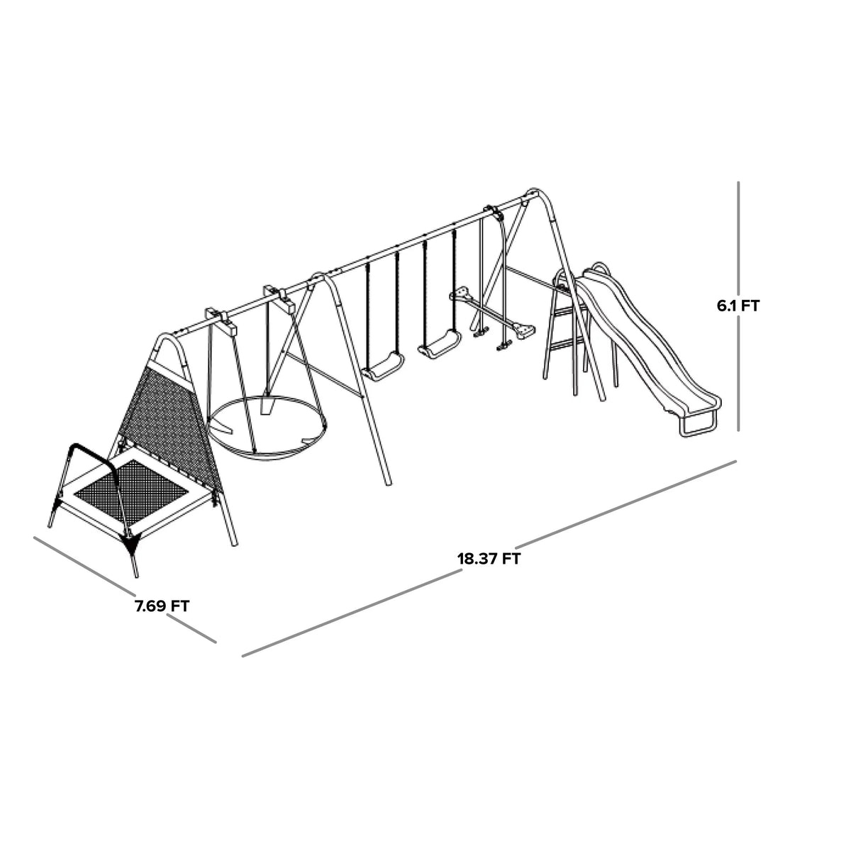 Metal Swing Set with Saucer and Slide G739