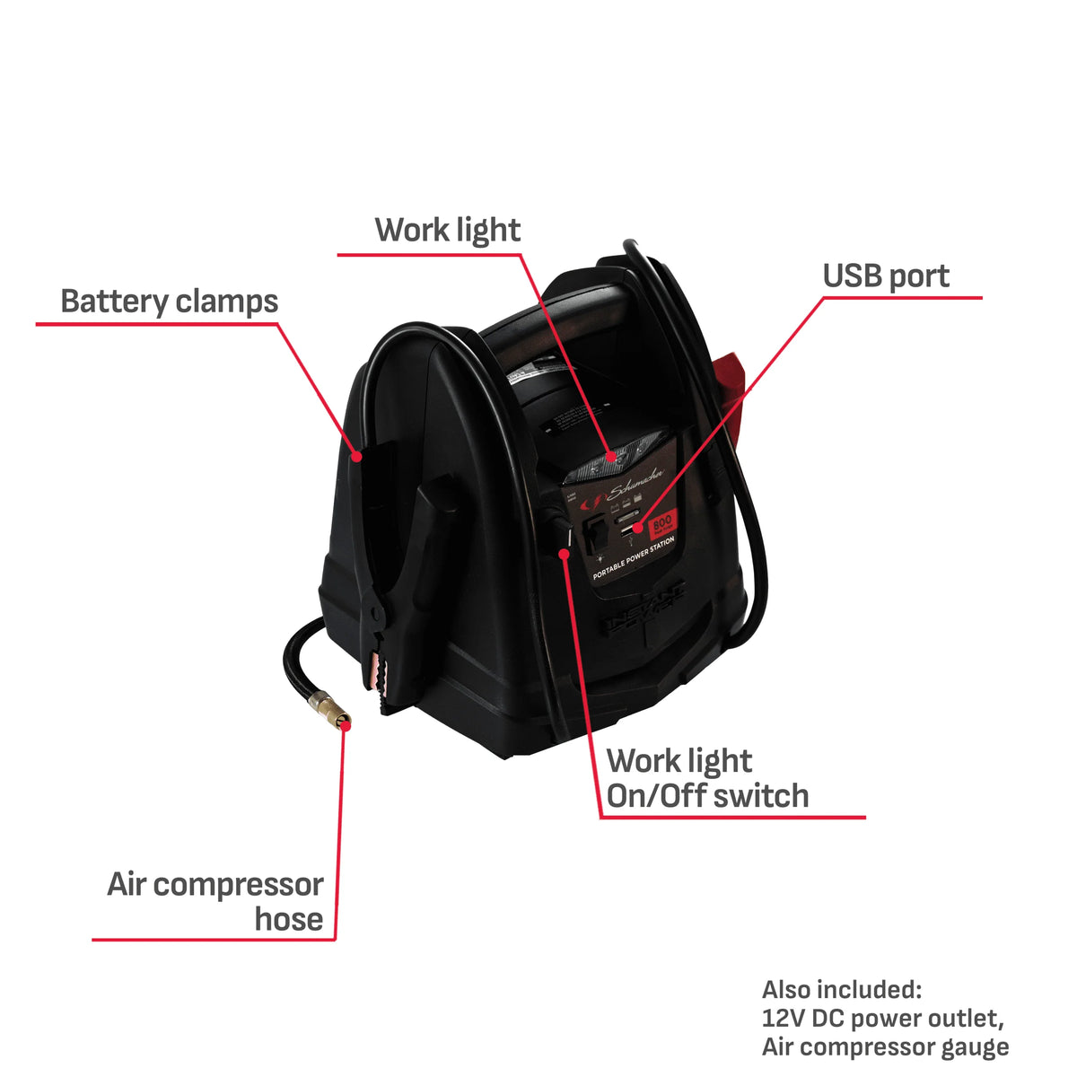 Portable Power Station with Jump Starter and Air Compressor Y612542