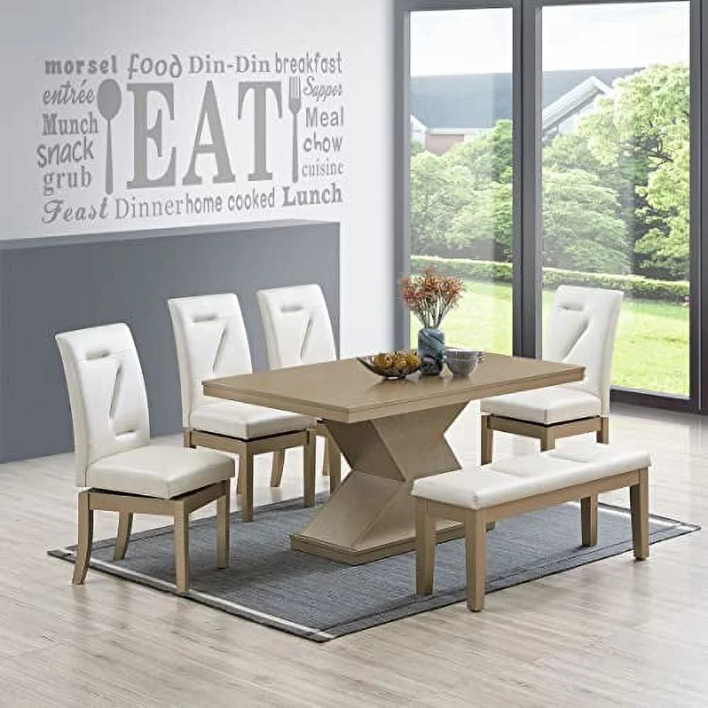 6-Piece Pedestal Wood Dining Set G77578