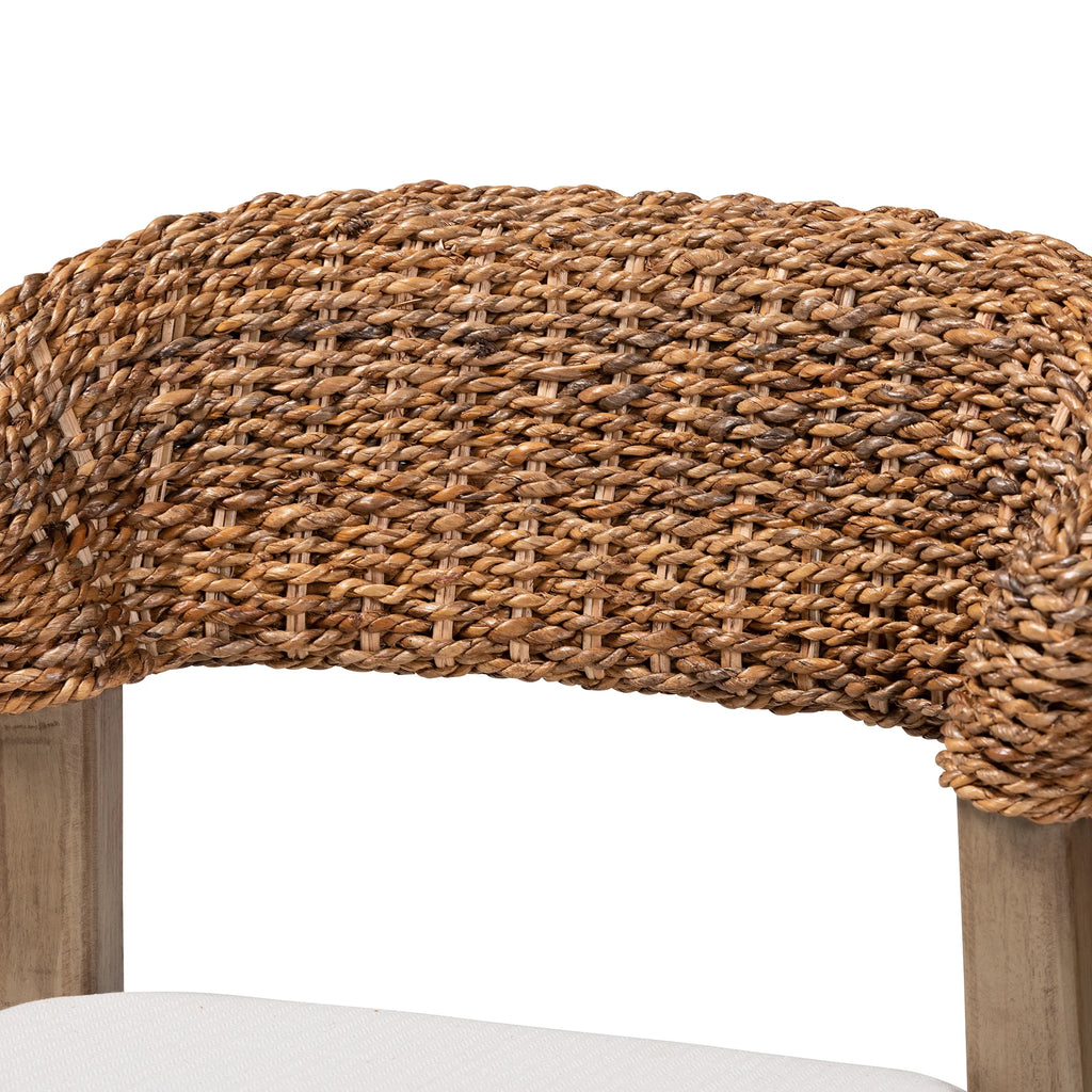 Walnut Brown Mahogany Wood and Rattan Dining Chair U76838