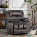 Gray Velvet Upholstered Swivel Reclining Chair with Cupholders L62593