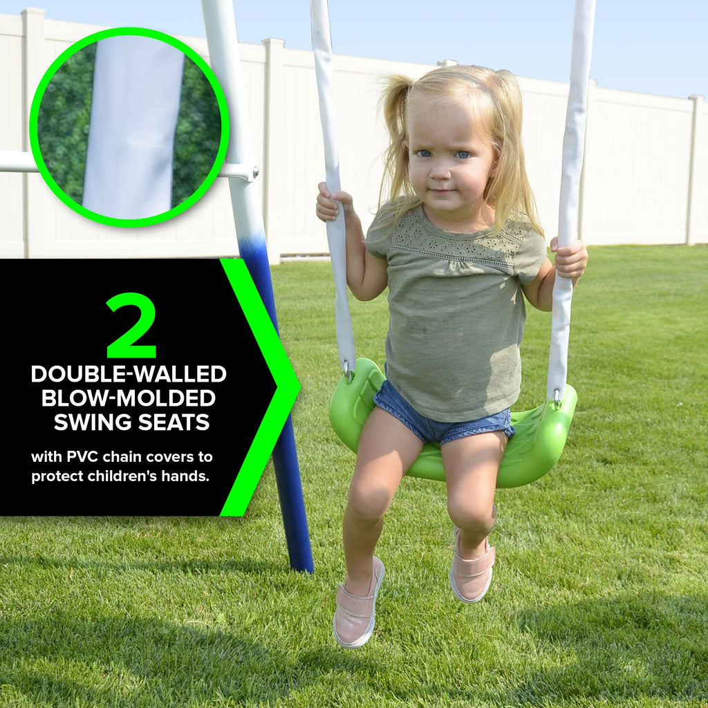 Metal Swing Set with Saucer and Slide G739
