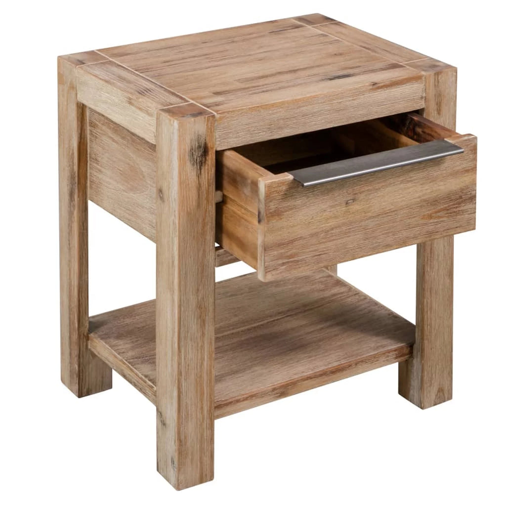Nightstands with Drawers 2 pcs Solid Acacia Wood H60050