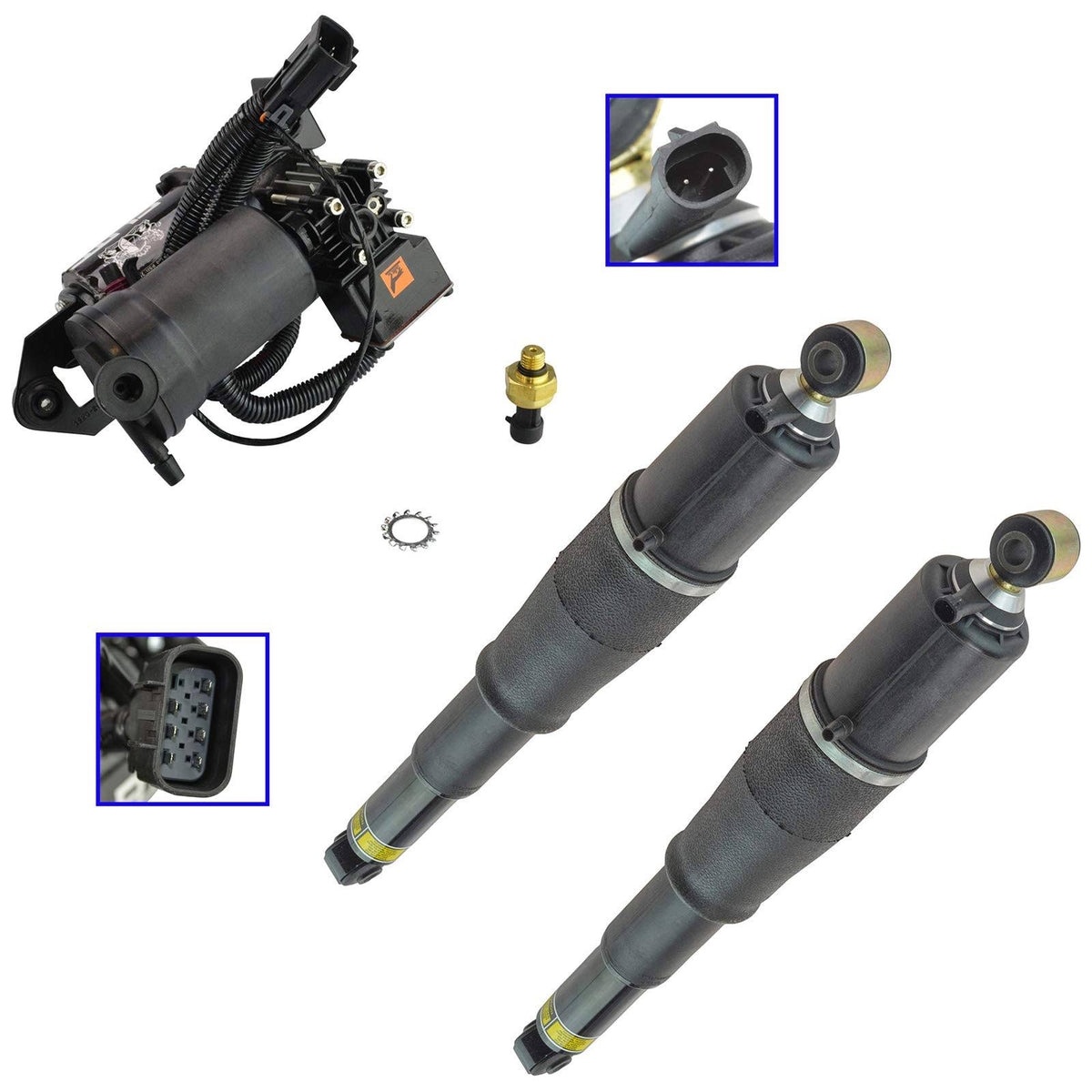Air Ride Suspension Compressor with Dryer & Rear Shock Absorber 3 Piece Kit K97413