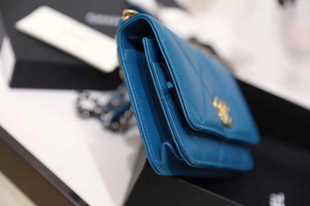Blue Goatskin Leather Flap Bag J6970