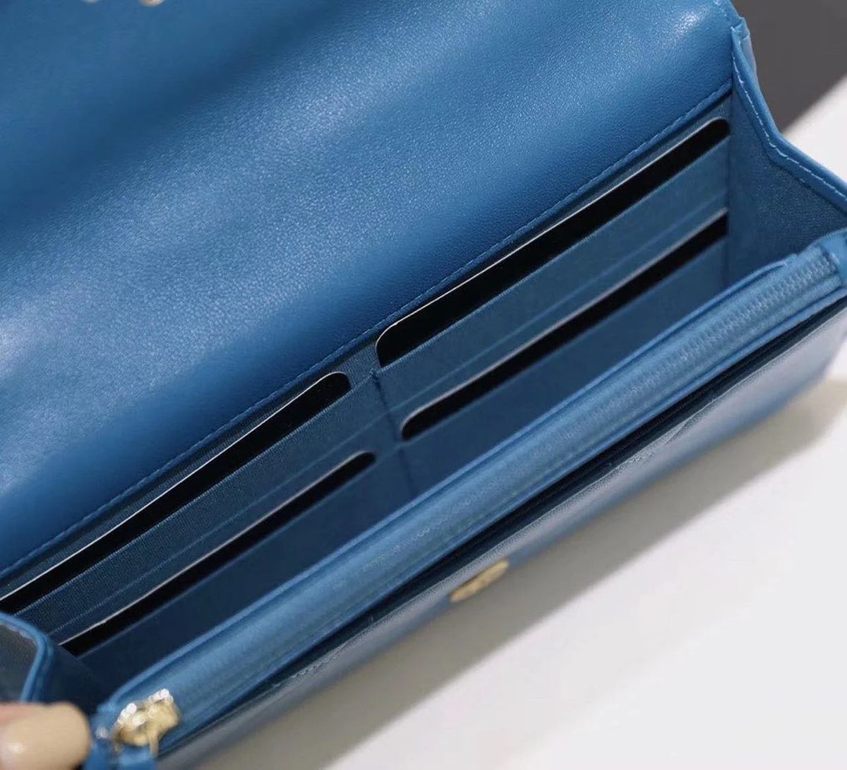 Blue Goatskin Leather Flap Bag J6970