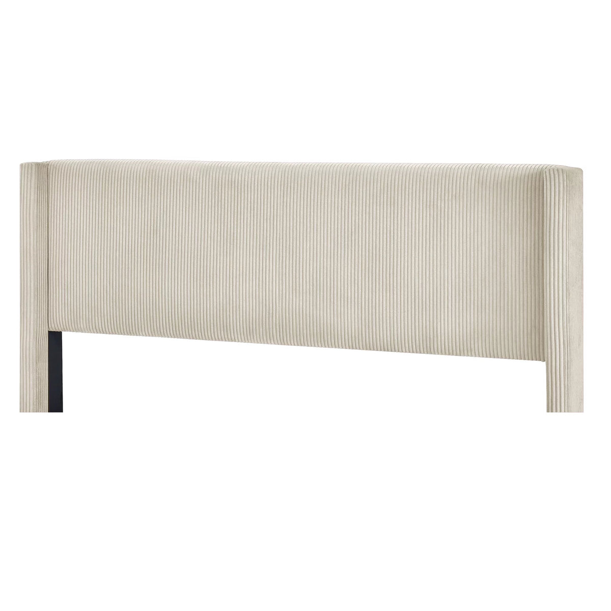 Beige Queen Corduroy Upholstered Platform Bed Frame with Headboard K91101