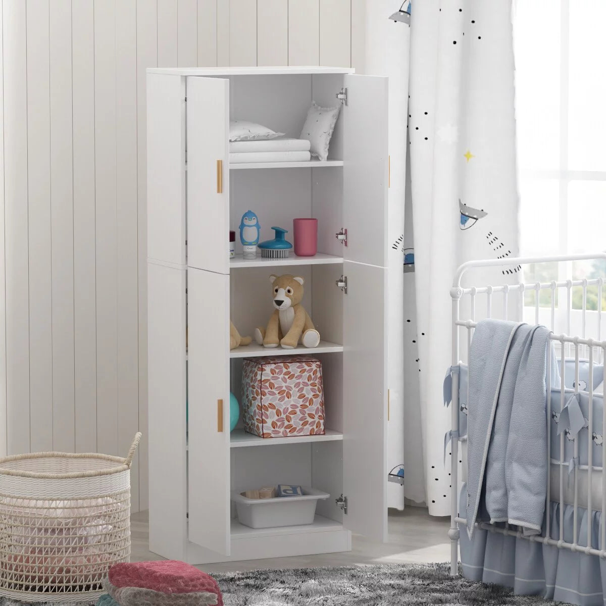 Tall Storage Cabinet with Doors and Adjustable Shelves U15065