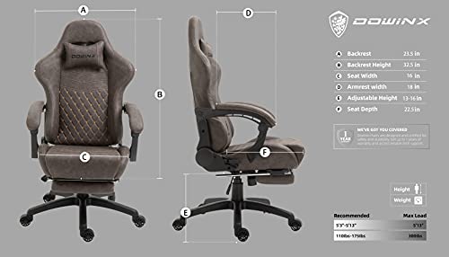 Brown Ergonomic Gaming Chair with Footrest and Massage Lumbar Support I28984