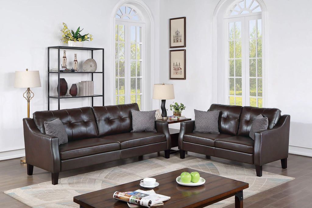 Black Faux Leather 2pc Sofa Set Y90509