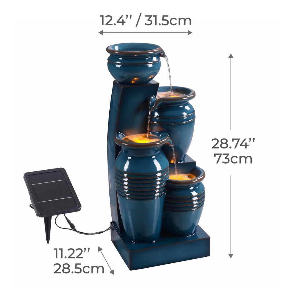 Blue 4 Tier Solar Fountain J1084