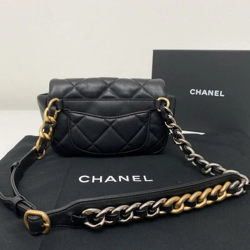 Black Quilted Lambskin Waist Bag J451019
