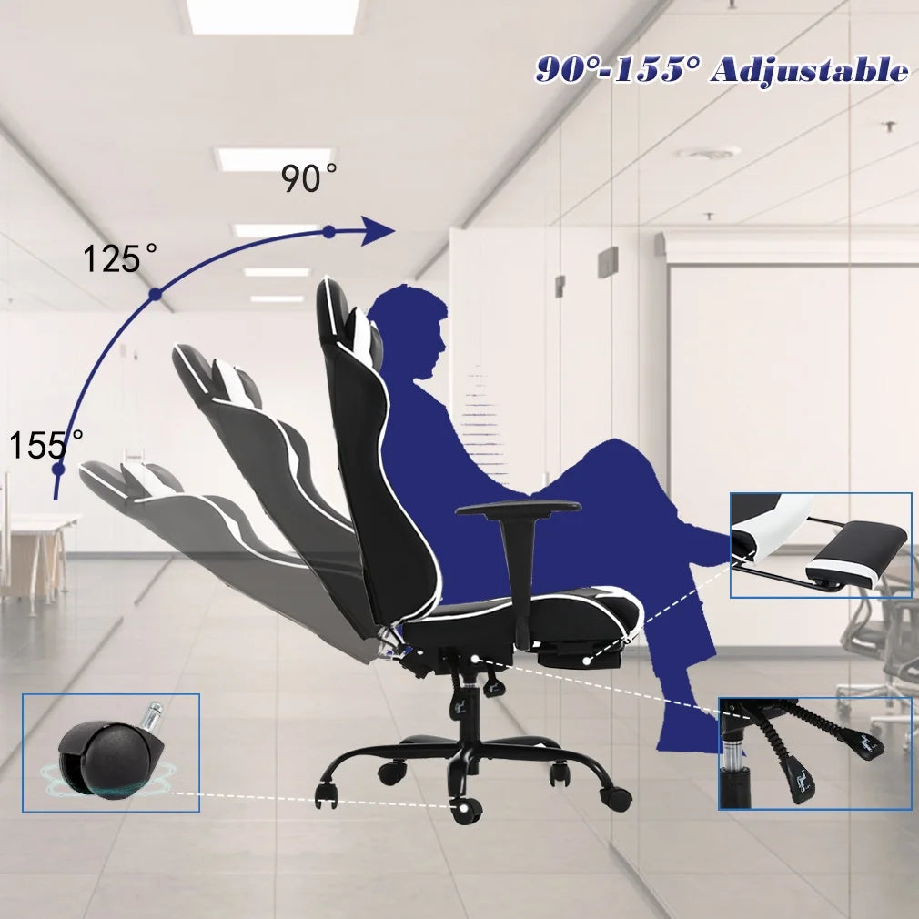 Black and White Ergonomic Swivel Gaming Chair X323