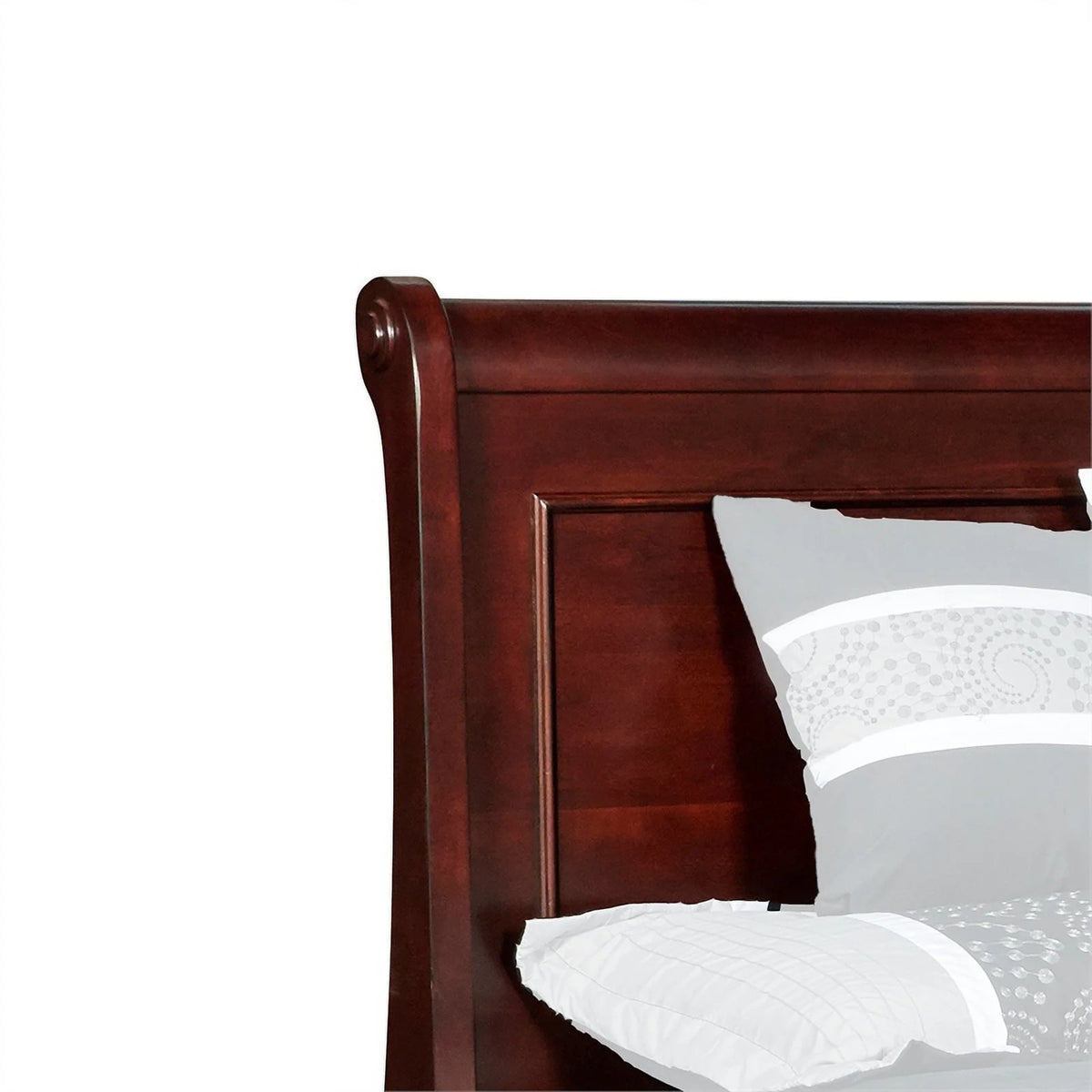 Brown Wooden Sleigh Design Panel Headboard U29335