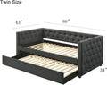 Gray Upholstered Tufted Daybed with Trundle B938