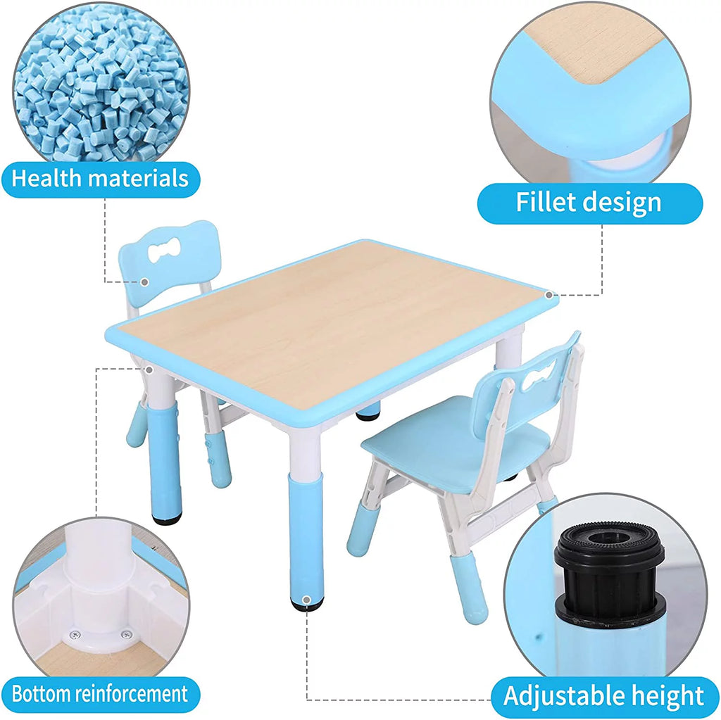 Kids Height Adjustable Plastic Study Table and Chairs Set Z887460